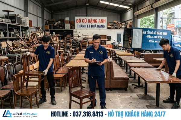 Các loại bàn ghế nhà hàng cũ Đồ Cũ Đặng Anh đang kiểm tra thực tế Bàn ghế nhà hàng thanh lý TPHCM